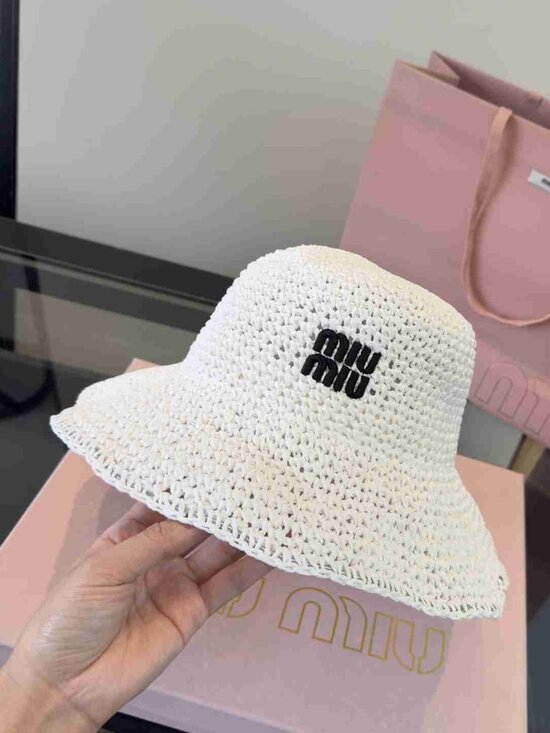 Miu Miu Breathable Woven Straw Sun Hat